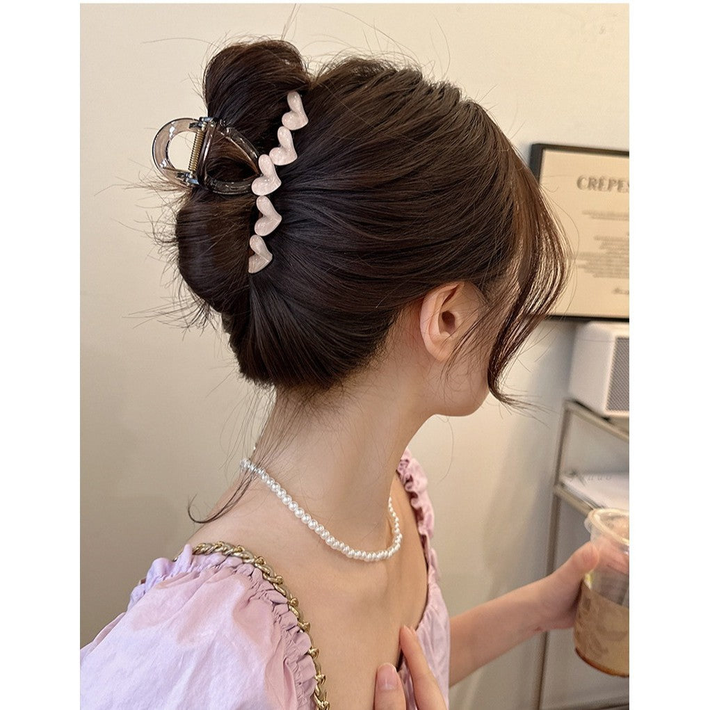 Vintage Jelly Love Scratch Clip | Large Heart-Shaped Crab Hair Claw | Fashionable  Headdress for Women - ZJ048 复古果冻爱心发夹