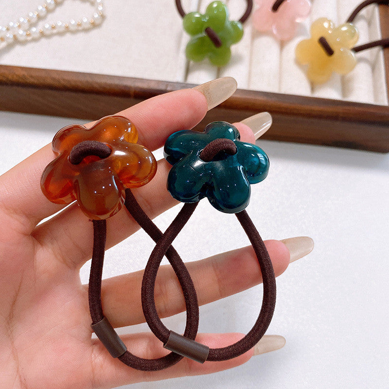 Hair Rope Flower Rubber Bands Women Hair Bands Sweet Hair Ties Flower Scrunchies-FqF5 花朵橡皮筋发绳