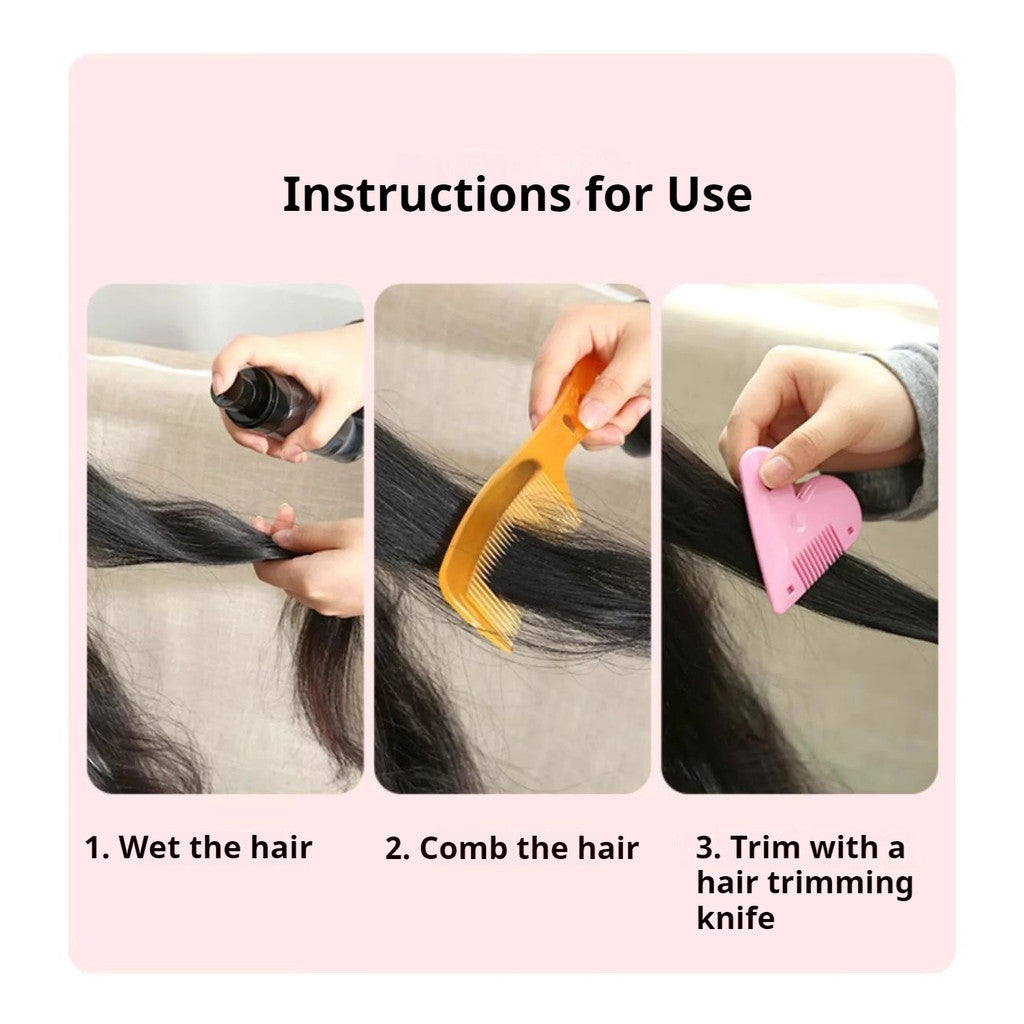 Heart Hair Trimmer Comb | Portable Fringe & Bangs Cutter | Manual Hair Thinning Tool for Women & Kids 爱心削发器 懒人剪刘海神器 随身携带 碎发整理