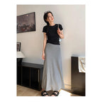 【READY STOCK】Maternity Skirt | Summer Thin Belly Support Midi Skirt | Stylish Slim Fit Pregnancy Skirt Y325 孕妇半身裙