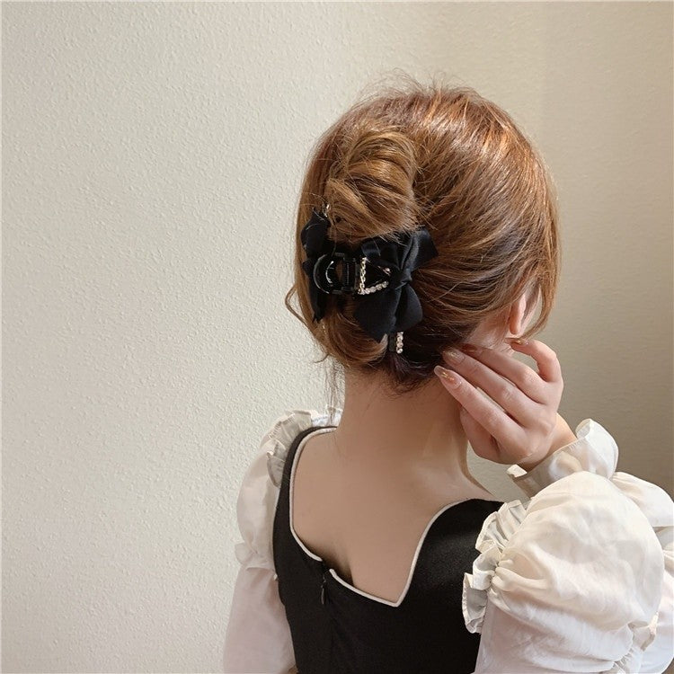 Elegant Rhinestone Fairy Bow Hair Clips Hair Claws Temperament Shark Clip Clamp Hairpin CSW1020
