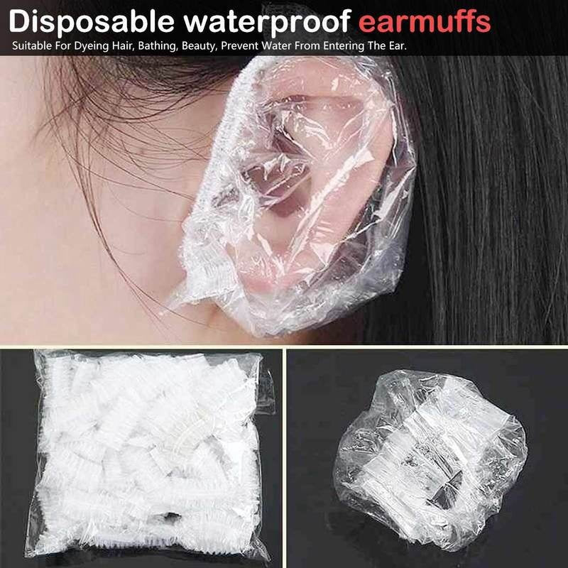 READY STOCK!!! 100PCS Disposable Ear Care Protector Covers Shower Caps For Ears Clear 透明防水浴帽 耳罩