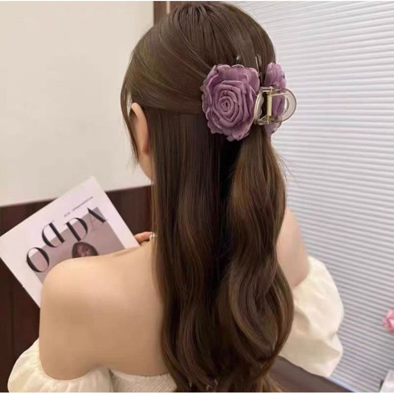 Sweet Jelly-Colored Floral Hair Claw | Stylish & Versatile Shark Clip for Women | Perfect for  Updos - ZJ082 时尚百搭女士鲨鱼夹
