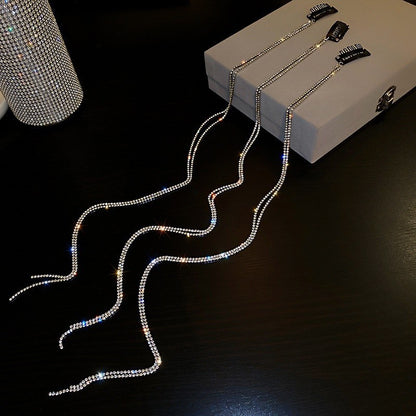 Trendy Rhinestone Tassel Hair Accessories | Elegant Princess Headwear for Women & Girls - MNC1 女士公主风优雅头饰 时尚水钻流苏发饰
