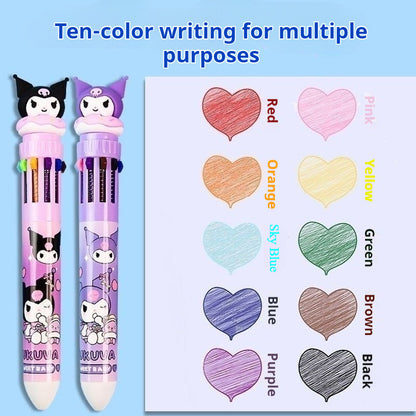 【READY STOCK】 Cute Cartoon Ballpoint Pen | Press Type Black & Blue Ink Gel Pen | Kawaii Stationery for Students 可爱卡通圆珠笔