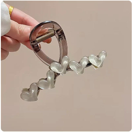 Vintage Jelly Love Scratch Clip | Large Heart-Shaped Crab Hair Claw | Fashionable  Headdress for Women - ZJ048 复古果冻爱心发夹