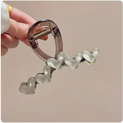 Vintage Jelly Love Scratch Clip | Large Heart-Shaped Crab Hair Claw | Fashionable  Headdress for Women - ZJ048 复古果冻爱心发夹