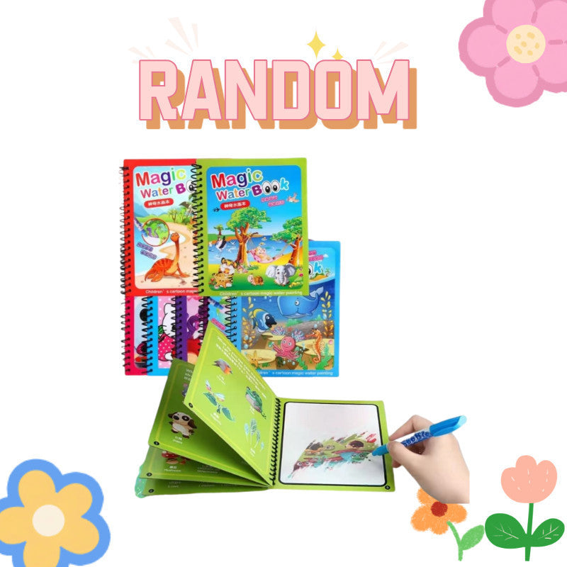 Magic Water Coloring Book (HB1002) | Non-Toxic Drawing Pad for Toddlers | Reusable Painting Book with Pen | Buku Mewarna Air 无毒魔法水画册 清水涂鸦 重复使用