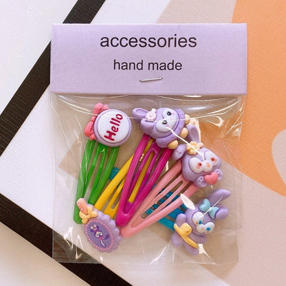 5Pcs/Set Cartoon Hairpins For Baby Girls Cute Flower Hair Clips Animal Mini Hairclips Kids-CSW1015