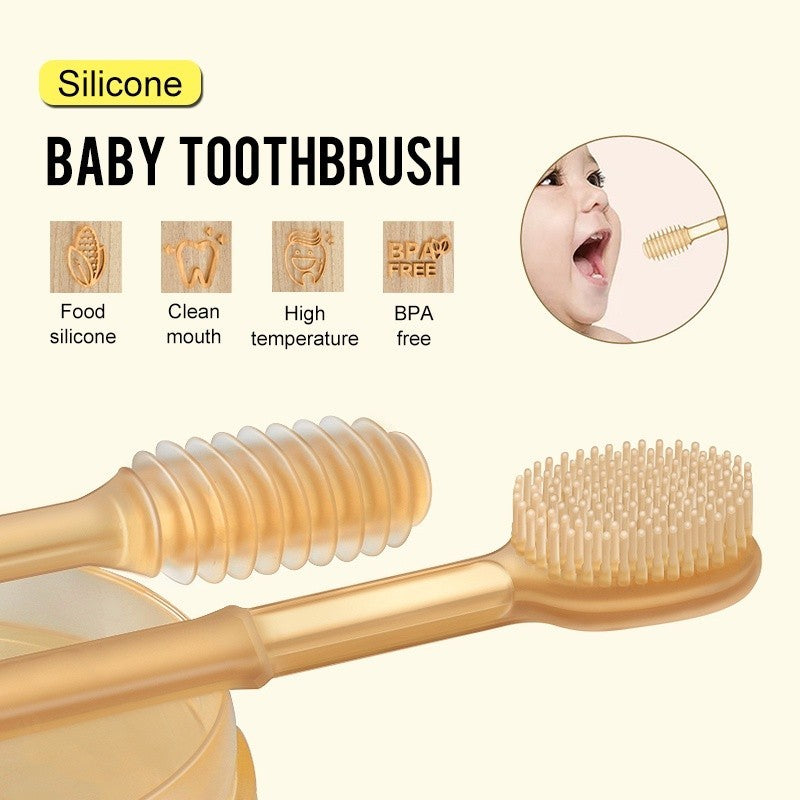 360° Silicone Baby Toothbrush | Soft Tongue Scraper for Newborns | Safe Oral Hygiene Kit | Pembersih Mulut Bayi 婴儿口腔清洁 软毛牙刷 解决奶垢