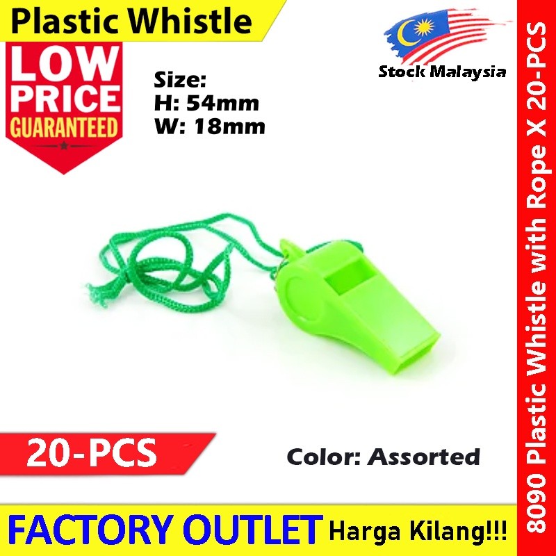 【20-PCS】 Plastic Whistle PVC with Rope Wisel Pengadil #Wisel #Whistle #口哨 #哨子 #8090
