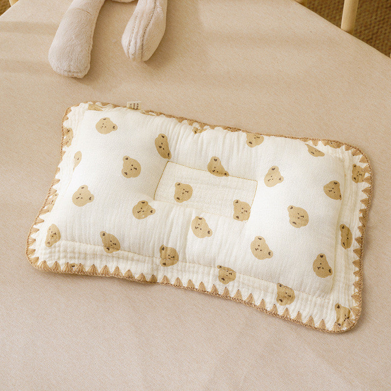 100% Cotton Baby Sleeping Pillow 3-6 Months Soft Muslin and Breathable Baby Pillow 3D Pillow For Newborn Baby-2434