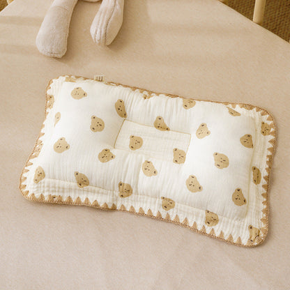 100% Cotton Baby Sleeping Pillow 3-6 Months Soft Muslin and Breathable Baby Pillow 3D Pillow For Newborn Baby-2434