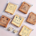 Cute Cartoon Transparent Self-adhesive Bread Bag Oil-proof Large Capacity Portable Bread Treat Bags-15180PP