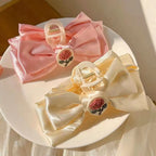 Pink Flower Hair Clip Bowknot Hairpin Ponytail Holder Cute Hairpin Hair Accessories-CSW58