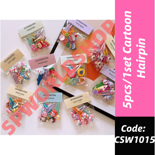 5Pcs/Set Cartoon Hairpins For Baby Girls Cute Flower Hair Clips Animal Mini Hairclips Kids-CSW1015