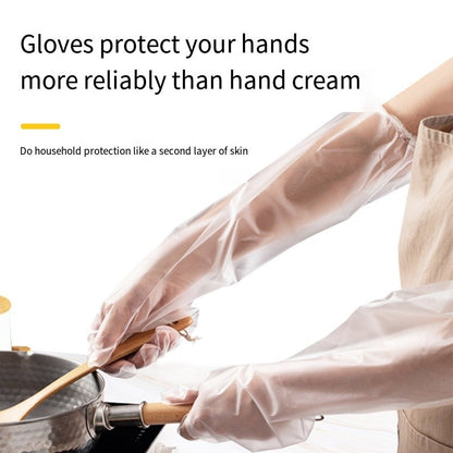 (READYSTOCK) 【New】 60cm Food-Grade Plastic Gloves | Elbow-Length | Waterproof & Durable |  食品级塑料手套 | 长款至手肘