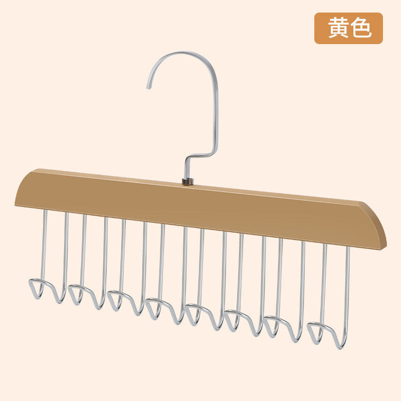 Multipurpose 1pc 8-Hook Wooden Hanging Rack For Bras, Scarves, Ties Storage, Dormitory Clothes Drying Rack-A972