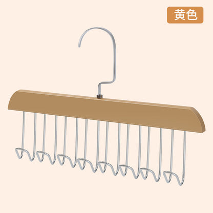 Multipurpose 1pc 8-Hook Wooden Hanging Rack For Bras, Scarves, Ties Storage, Dormitory Clothes Drying Rack-A972