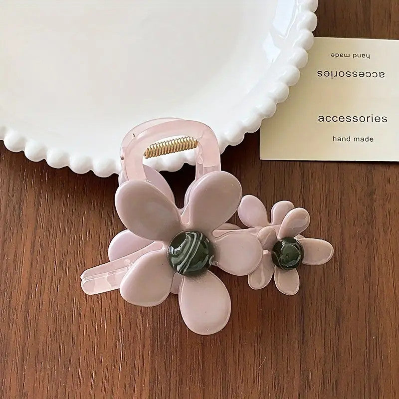 Sweet Jelly-Colored Floral Hair Claw | Stylish & Versatile Shark Clip for Women | Perfect for  Updos - ZJ082 时尚百搭女士鲨鱼夹