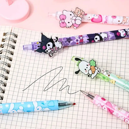 【READY STOCK】 Cute Cartoon Ballpoint Pen | Press Type Black & Blue Ink Gel Pen | Kawaii Stationery for Students 可爱卡通圆珠笔