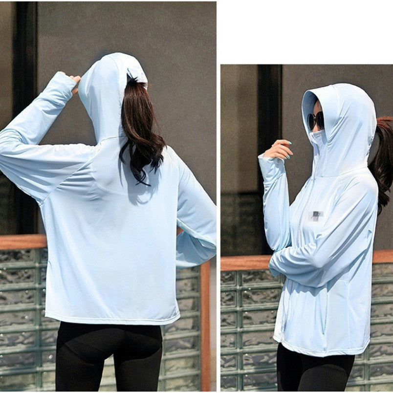 [READY STOCK] Anti-UV Ice Silk Sun Protection Shirt | Cooling Sunblock Hoodie | Long Sleeve Lightweight Jacket 防晒冰丝外套