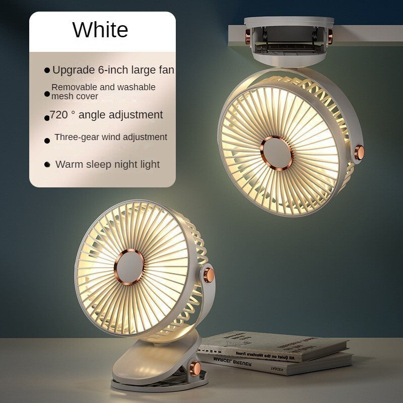 6-INCH CLIP FAN | 6寸夹式+桌面风扇：USB 充电、三档调速 | 办公室/婴儿车/宿舍专用 Portable USB Rechargeable Fan | 2-in-1 Clip & Desk Fan for Home/Office