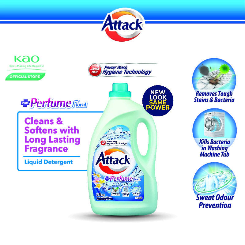 【READY STOCK】KAO ATTACK Liquid Detergent - 3.6kg (Ultra Power/Perfume Floral/Colour/Perfume Fruity/Softener)