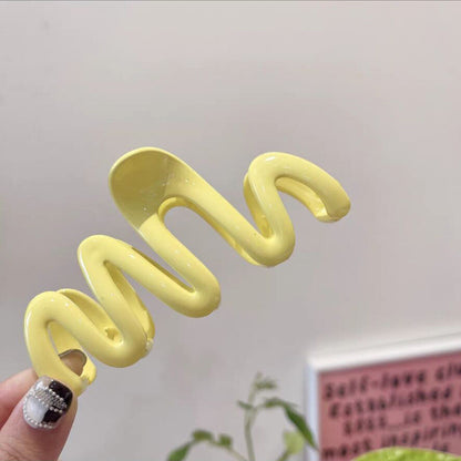 READY STOCK!!! INS Cream Dopamine Wavy Line Hair Clip | Women's Back of Head Shark Clip |  ZJ006 INS风多巴胺波浪线发夹