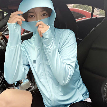 [READY STOCK] Anti-UV Ice Silk Sun Protection Shirt | Cooling Sunblock Hoodie | Long Sleeve Lightweight Jacket 防晒冰丝外套