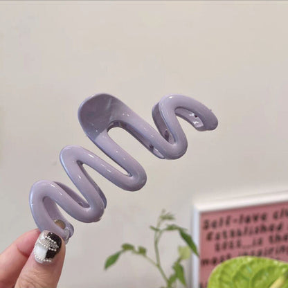 READY STOCK!!! INS Cream Dopamine Wavy Line Hair Clip | Women's Back of Head Shark Clip |  ZJ006 INS风多巴胺波浪线发夹