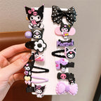 14Pcs/set Kawaii Cute Kuromi Stretch Bow Hair Clip For Kids Side Bangs Clip Headdress-FJ1267