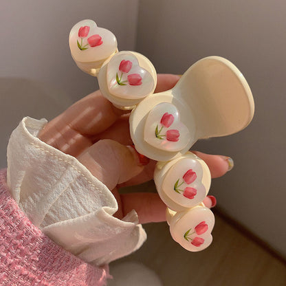 Pink Flower Hair Clip Bowknot Hairpin Ponytail Holder Cute Hairpin Hair Accessories-CSW58