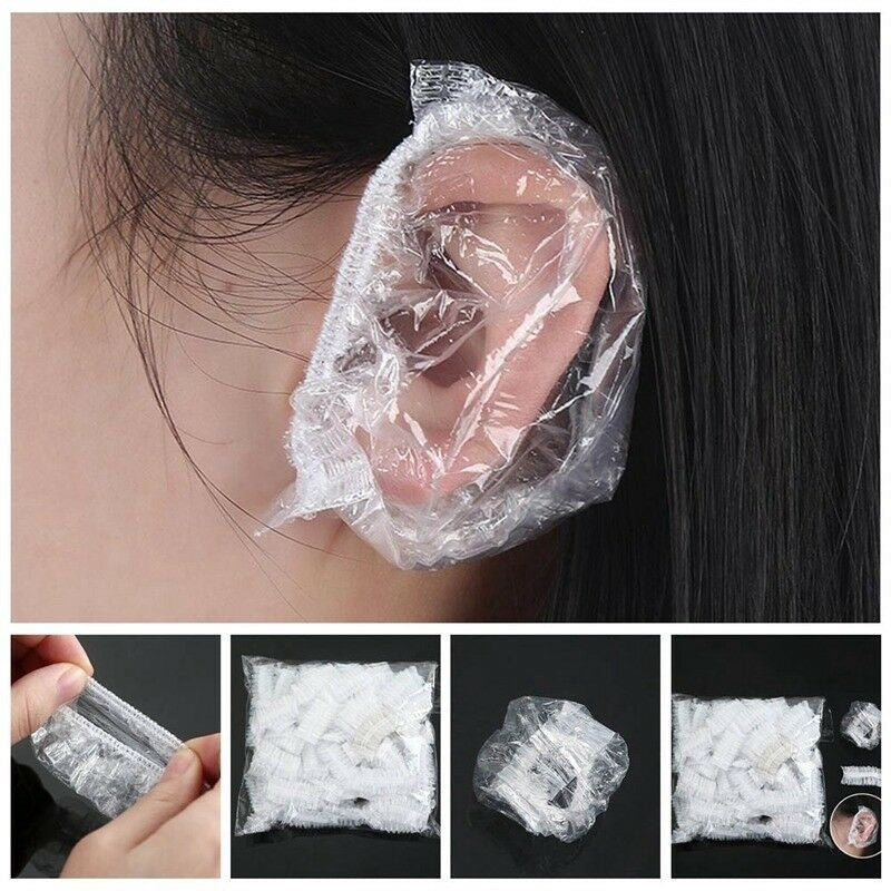 READY STOCK!!! 100PCS Disposable Ear Care Protector Covers Shower Caps For Ears Clear 透明防水浴帽 耳罩
