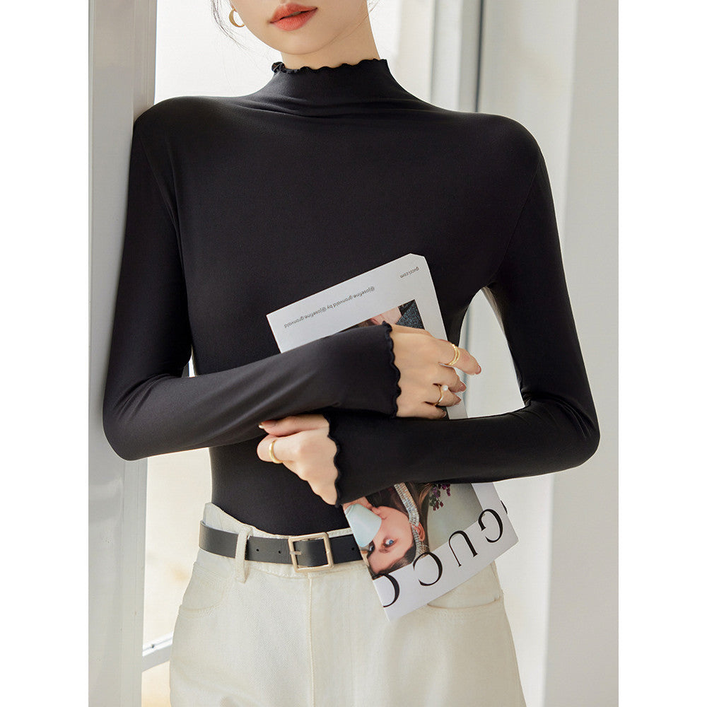 Women’s Mock Neck Inner Wear | Soft Modal Long Sleeve Top | Muslimah Inner Baju Perempuan E516 | Skin-Friendly Layering 莫代尔高领打底衫 丝滑透气 叠穿必备