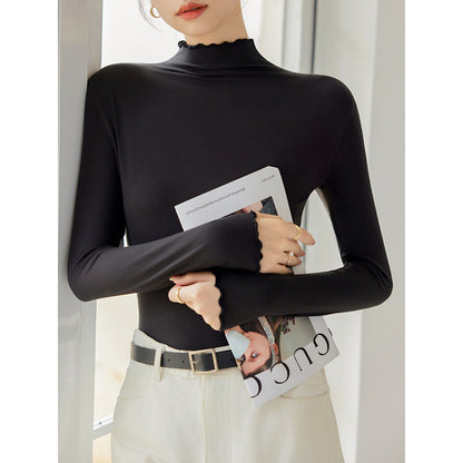 【READY STOCK】Women High Neck Inner Shirt | Long Sleeve Muslimah Top | Baju Perempuan Leher Tinggi | 高领长袖内搭上衣 E516