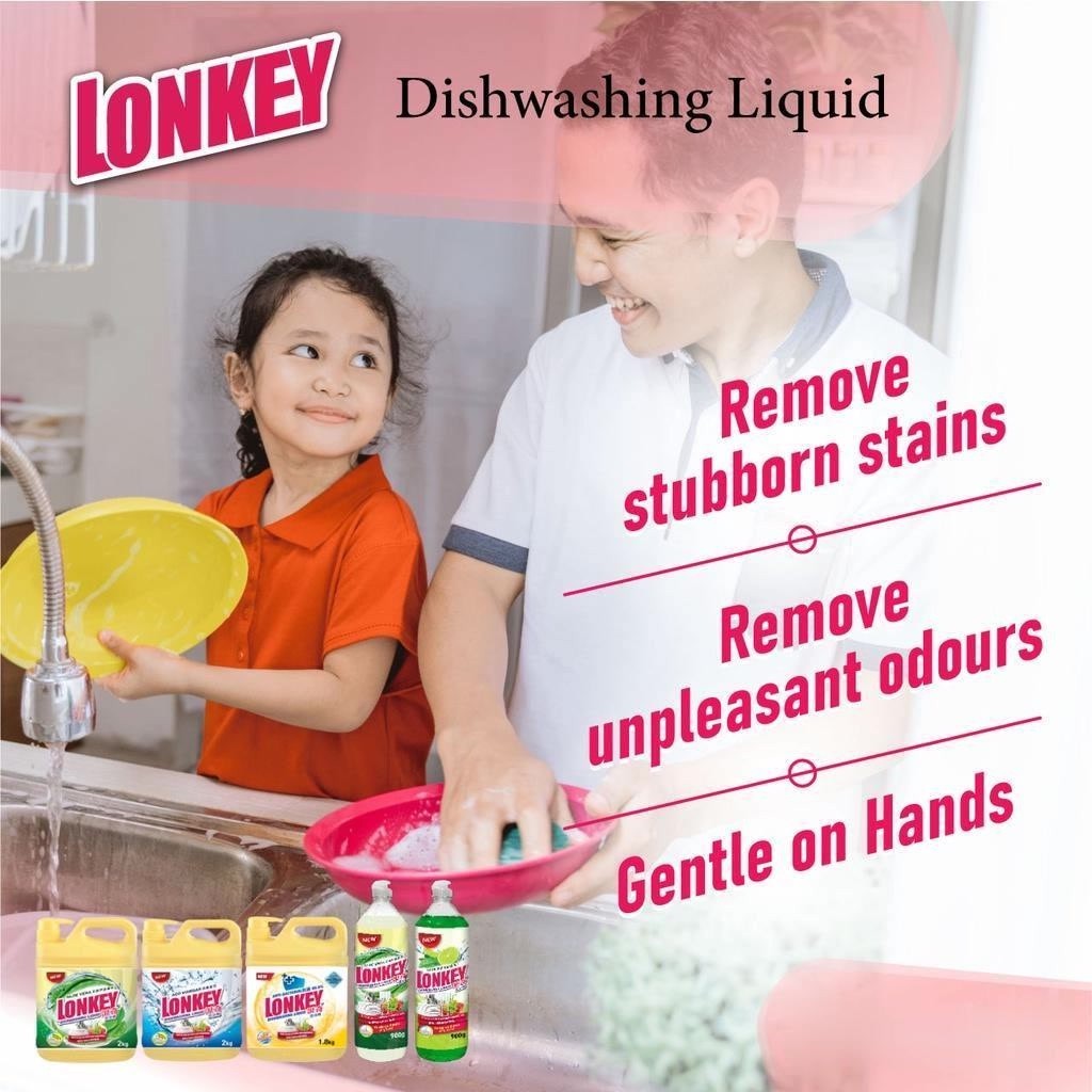 【READY STOCK】Lonkey Dishwashing Liquid 900g Aloe Vera/Aco Vinegar/Anti-Bacterial