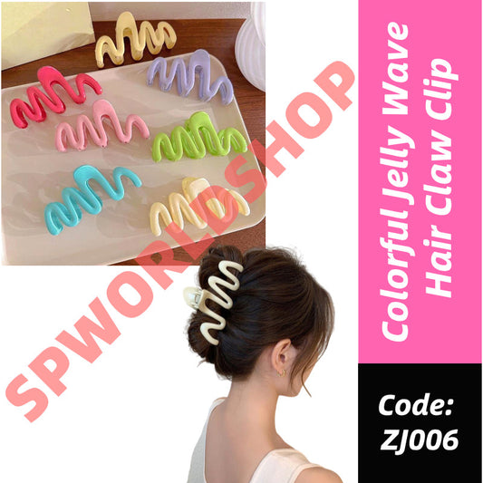 READY STOCK!!! INS Cream Dopamine Wavy Line Hair Clip | Women's Back of Head Shark Clip |  ZJ006 INS风多巴胺波浪线发夹
