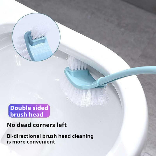 【READY STOCK】Long Handle Double-Head Curved Toilet Brush | Bathroom Cleaning Brush | Dead Corner Cleaner Tool 长柄双头弯曲马桶刷