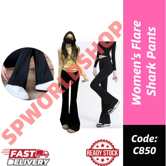 【READY STOCK】Women’s Flare Shark Pants | High Waist Slim | Seluar Wanita | C850/C910 女士高腰喇叭裤