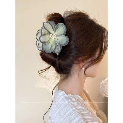 Sweet Jelly-Colored Floral Hair Claw | Stylish & Versatile Shark Clip for Women | Perfect for  Updos - ZJ082 时尚百搭女士鲨鱼夹