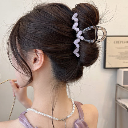 Vintage Jelly Love Scratch Clip | Large Heart-Shaped Crab Hair Claw | Fashionable  Headdress for Women - ZJ048 复古果冻爱心发夹