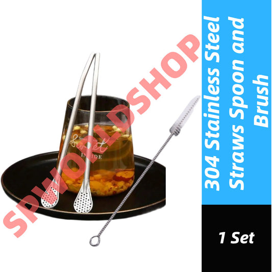 304 Stainless Steel Straws Spoon Drinking Straw Filtering Straw and Brush 不锈钢吸管 过滤吸管