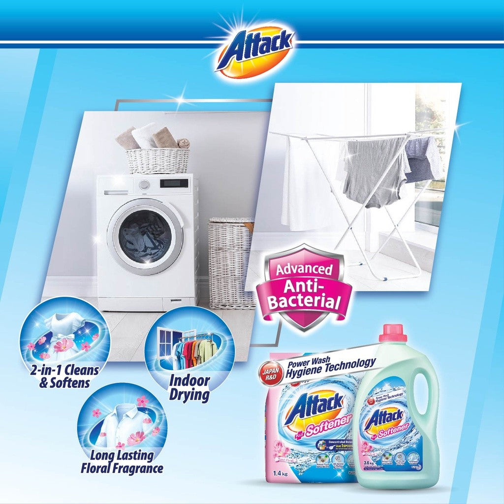 Kao Attack Liquid Detergent (3.6kg) | Ultra Power / Perfume Floral / Colour / Fruity / Softener | Deep Clean & Odor Removal 花王洗衣液 3.6kg 大桶装 强力去渍 除臭抗菌 多款可选
