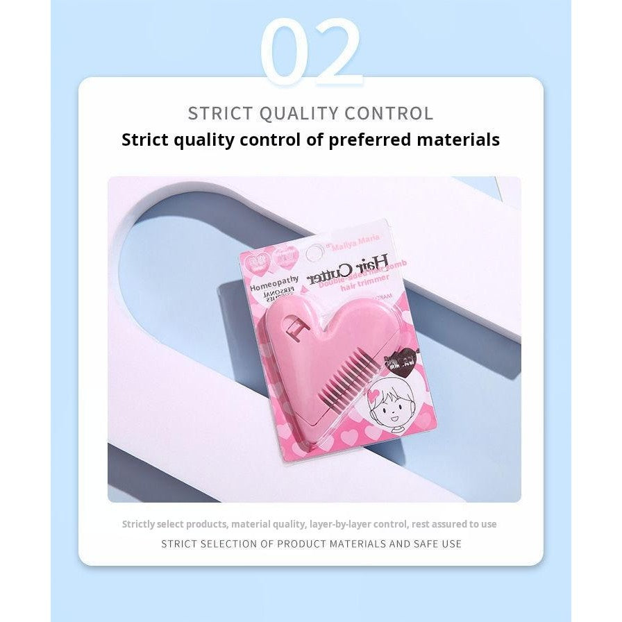 Heart Hair Trimmer Comb | Portable Fringe & Bangs Cutter | Manual Hair Thinning Tool for Women & Kids 爱心削发器 懒人剪刘海神器 随身携带 碎发整理
