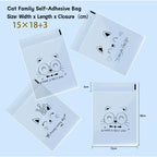 Cute Cartoon Transparent Self-adhesive Bread Bag Oil-proof Large Capacity Portable Bread Treat Bags-15180PP