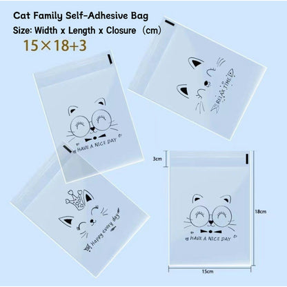 Cute Cartoon Transparent Self-adhesive Bread Bag Oil-proof Large Capacity Portable Bread Treat Bags-15180PP