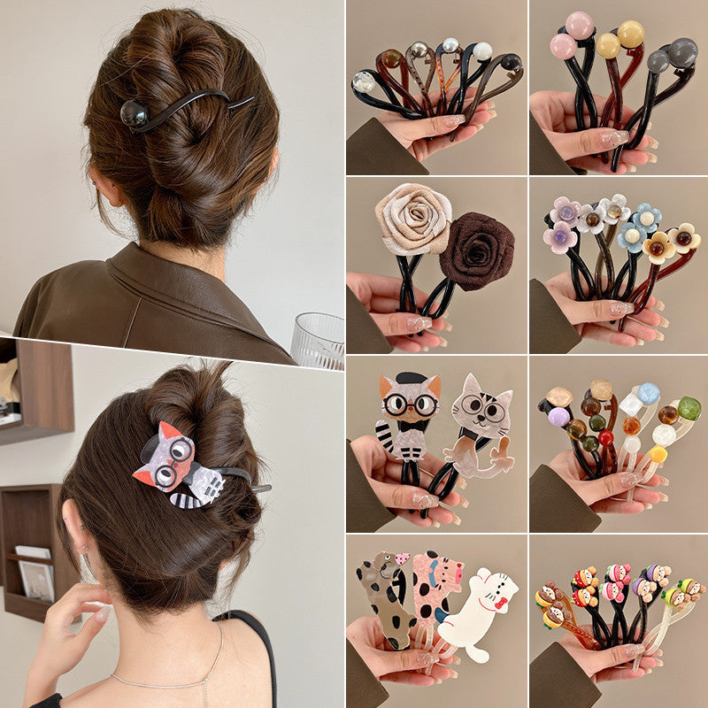 Vintage Flower Twist Clamp Handmade Flower Hair Barrettes Fashion Strong Hold Hairpin For Ponytail-NN01