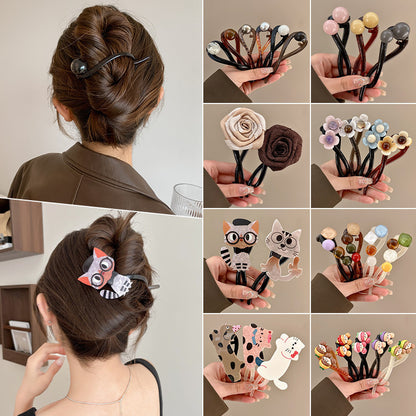 Vintage Flower Twist Clamp Handmade Flower Hair Barrettes Fashion Strong Hold Hairpin For Ponytail-NN01