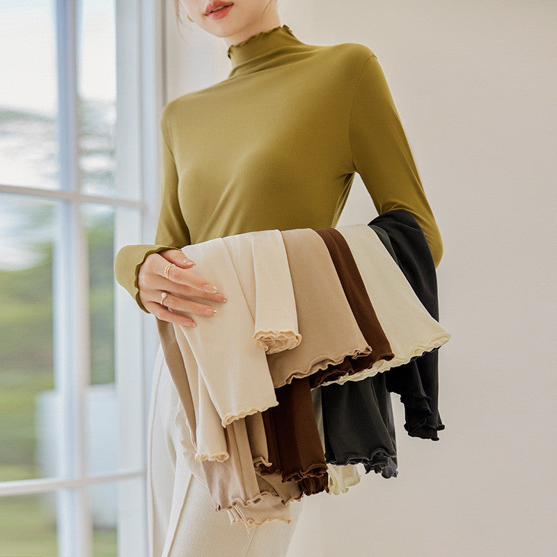 Women’s Mock Neck Inner Wear | Soft Modal Long Sleeve Top | Muslimah Inner Baju Perempuan E516 | Skin-Friendly Layering 莫代尔高领打底衫 丝滑透气 叠穿必备